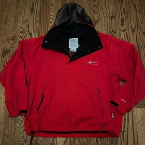 BASS PRO EXTREME Gore-Tex Hooded Anorak Jacket Mens Size XL Red 1/2 Zip